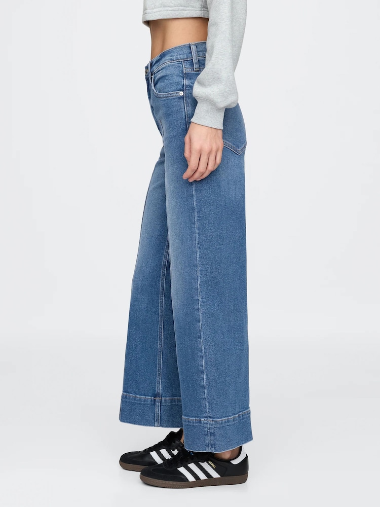 Gap Blue High Waisted Stride Wide Leg Ankle Jeans - Image 2 of 6