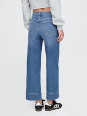 Gap Blue High Waisted Stride Wide Leg Ankle Jeans - Image 3 of 6