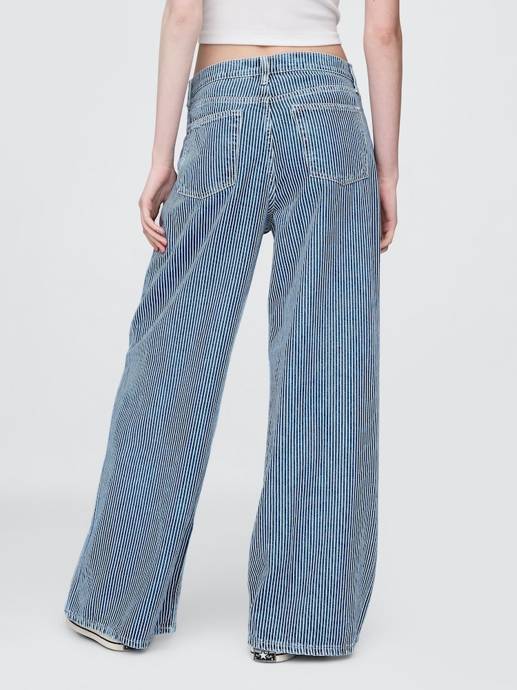 Gap Blue Stripe Mid Rise UltraSoft Baggy Jeans - Image 2 of 6