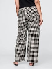 Gap Black & Off White Gingham Straight Leg Heavyweight Linen-Blend Trousers - Image 10 of 11