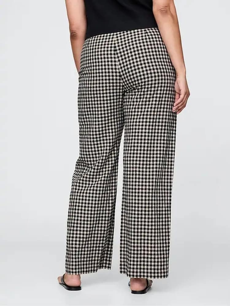 Zwart en off white gingham-ruit - Gap dikke linnen-mix broek - Image 10 of 11