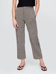 Gap Black & Off White Gingham Straight Leg Heavyweight Linen-Blend Trousers - Image 2 of 11