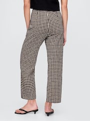 Gap Black & Off White Gingham Straight Leg Heavyweight Linen-Blend Trousers - Image 3 of 11