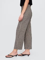 Gap Black & Off White Gingham Straight Leg Heavyweight Linen-Blend Trousers - Image 4 of 11