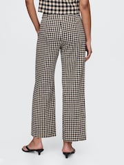 Gap Black & Off White Gingham Straight Leg Heavyweight Linen-Blend Trousers - Image 7 of 11