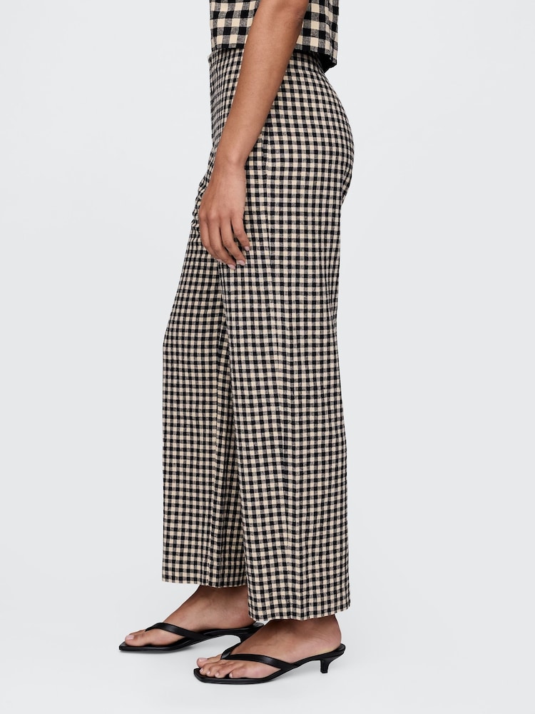 Zwart en off white gingham-ruit - Gap dikke linnen-mix broek - Image 8 of 11