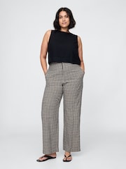 Gap Black & Off White Gingham Straight Leg Heavyweight Linen-Blend Trousers - Image 9 of 11