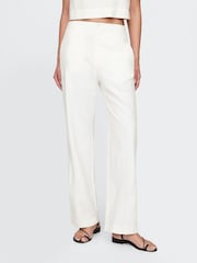 Gap White Straight Leg Heavyweight Linen-Blend Trousers - Image 1 of 5