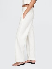 Gap White Straight Leg Heavyweight Linen-Blend Trousers - Image 3 of 5