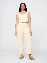 Gap Butter Yellow Straight Leg Heavyweight Linen-Blend Trousers - Image 1 of 5
