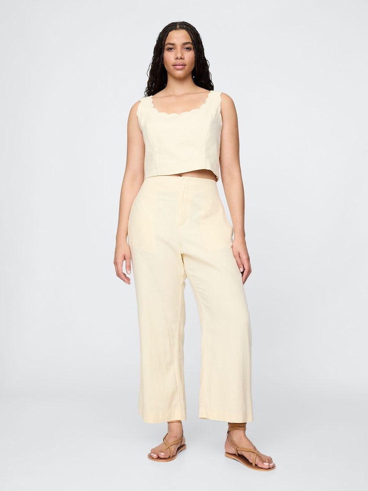 Gap Butter Yellow Straight Leg Heavyweight Linen-Blend Trousers - Image 1 of 5