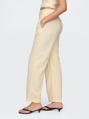 Gap Butter Yellow Straight Leg Heavyweight Linen-Blend Trousers - Image 4 of 5