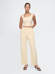 Gap Butter Yellow Straight Leg Heavyweight Linen-Blend Trousers - Image 5 of 5