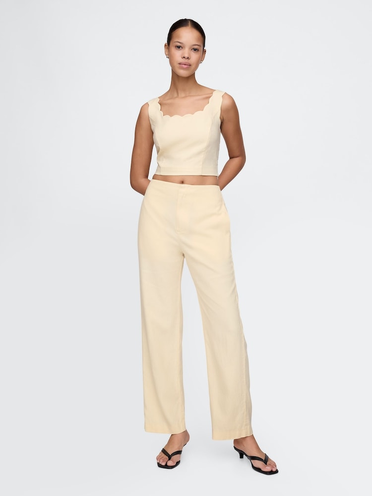 Gap Butter Yellow Straight Leg Heavyweight Linen-Blend Trousers - Image 5 of 5