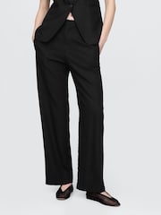 Gap Black Straight Leg Heavyweight Linen-Blend Trousers - Image 1 of 5