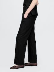 Gap Black Straight Leg Heavyweight Linen-Blend Trousers - Image 3 of 5