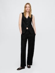Gap Black Straight Leg Heavyweight Linen-Blend Trousers - Image 4 of 5