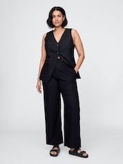 Gap Black Straight Leg Heavyweight Linen-Blend Trousers - Image 5 of 5