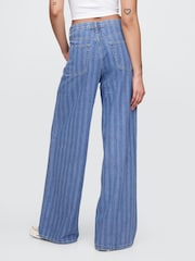 Gap Blue Pinstripe Mid Rise UltraSoft Baggy Jeans - Image 2 of 9