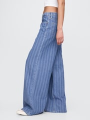 Gap Blue Pinstripe Mid Rise UltraSoft Baggy Jeans - Image 3 of 9