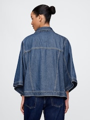 Gap Dark Indigo Blue UltraSoft Denim Cape Jacket - Image 2 of 5