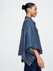 Gap Dark Indigo Blue UltraSoft Denim Cape Jacket - Image 3 of 5