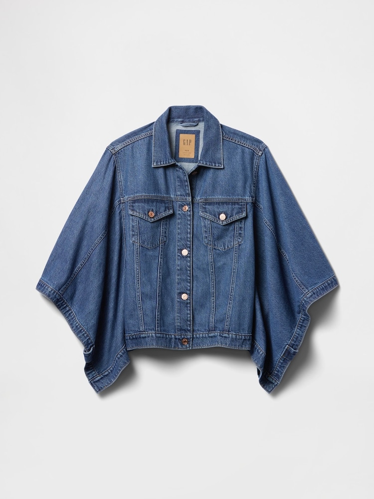 Gap Dark Indigo Blue UltraSoft Denim Cape Jacket - Image 5 of 5