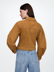 Коричневый - Gap UltraSoft Cotton Barrel-Sleeve Cropped Jacket - Image 2 of 4