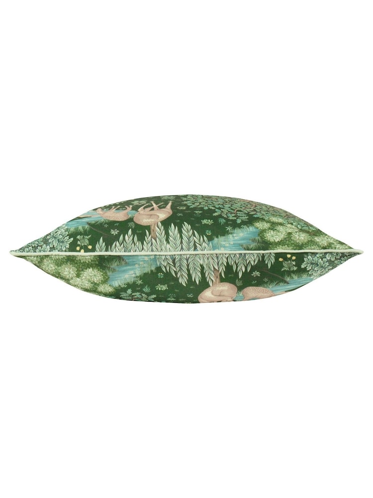 Morris & Co Forest Green The Brook Printed Outdoor Cushion - Image 2 of 3