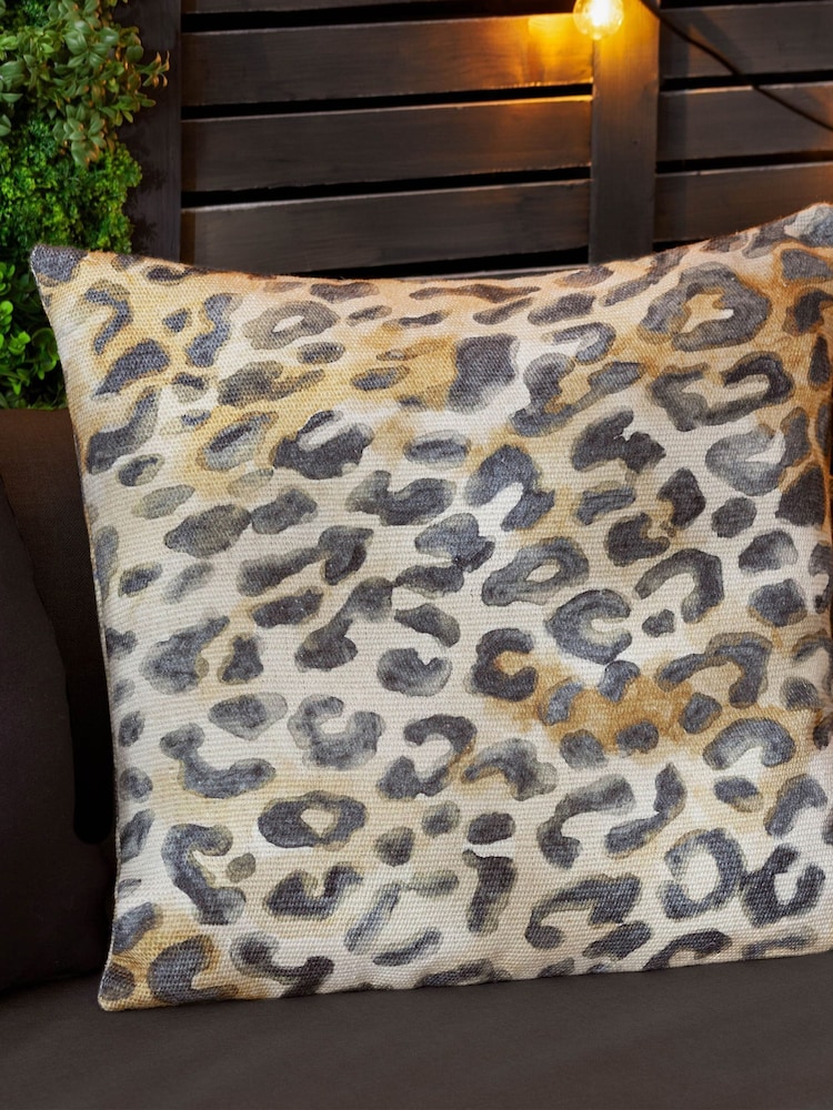 Paoletti Leopard Print Woven Outdoor Cushion - صورة 1 من 5
