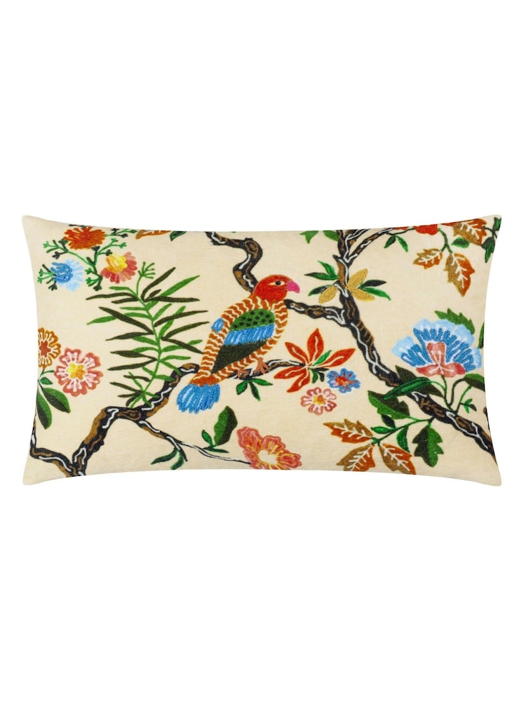 Wylder Multicolour Sittacula Embroidered Polyester Filled Cushion - Image 2 of 6