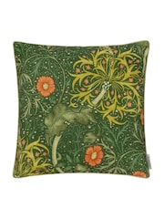 Morris & Co Forest Seaweed Printed Piped Outdoor Cushion - Image 1 of 3
