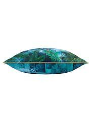 Paoletti Azure Majorelle Leopard Print Outdoor Piped Outdoor Cushion - Image 4 of 6