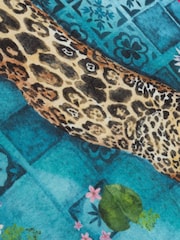Paoletti Azure Majorelle Leopard Print Outdoor Piped Outdoor Cushion - Image 5 of 6