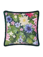 Paoletti Multicolour Marjoelle Flowers Printed Velvet Cushion - Image 1 of 4