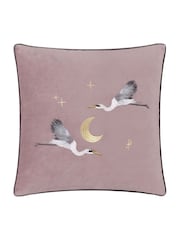 Paoletti Dusty Pink Moonlit Flight Embroidered Feather Cushion - Image 1 of 4