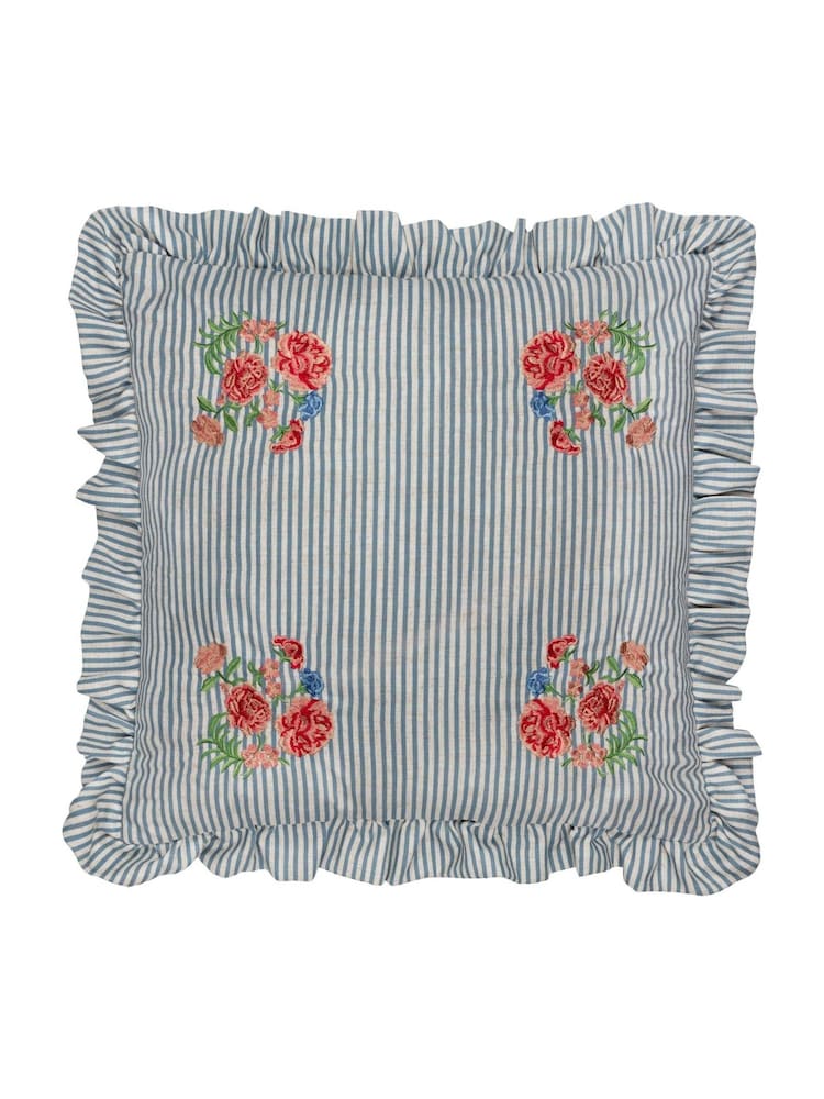 Wylder Martha Embroidered Ruffle Polyester Filled Cushion - Imagen 1 de 5