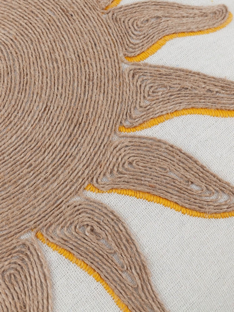 Furn Yellow Sun Embroidered Cushion - Image 6 of 6