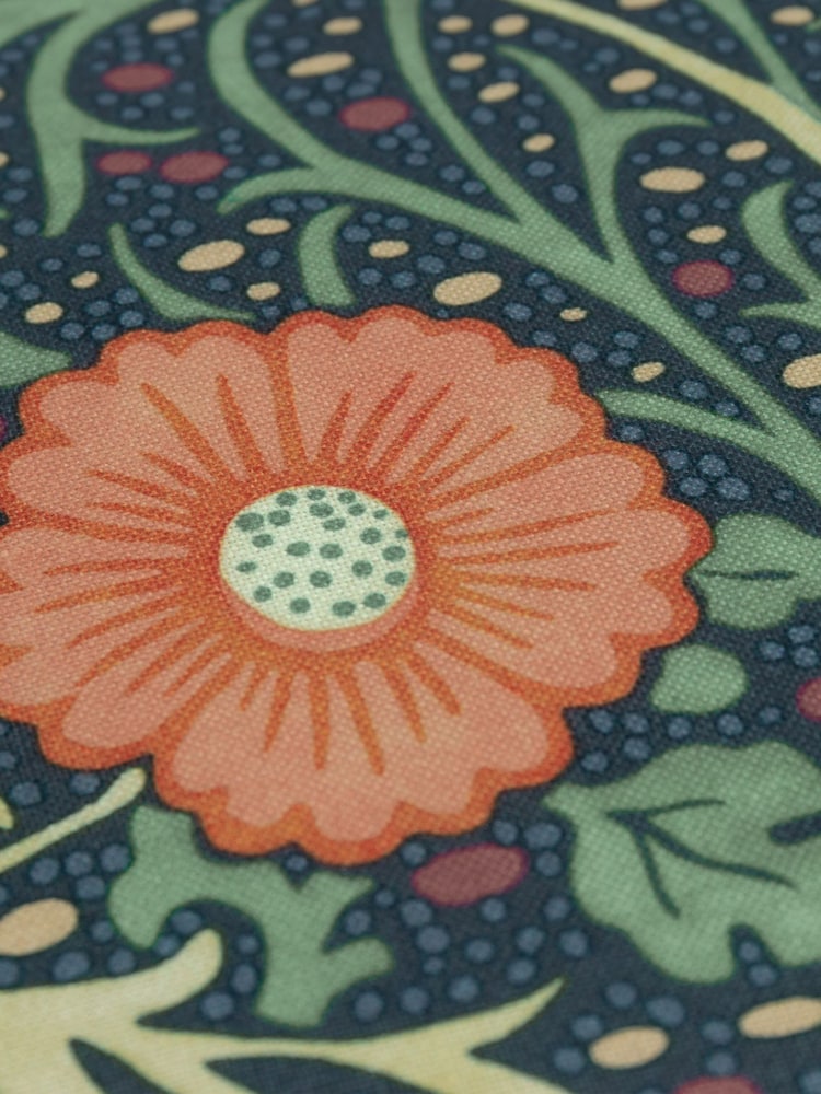 Morris & Co Indigo Seaweed Printed Piped Outdoor Cushion - Image 3 of 3
