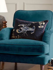 Paoletti Black Atlantica Velvet Polyester Filled Cushion - Image 1 of 6