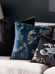 Paoletti Black Atlantica Velvet Polyester Filled Cushion - Image 5 of 6
