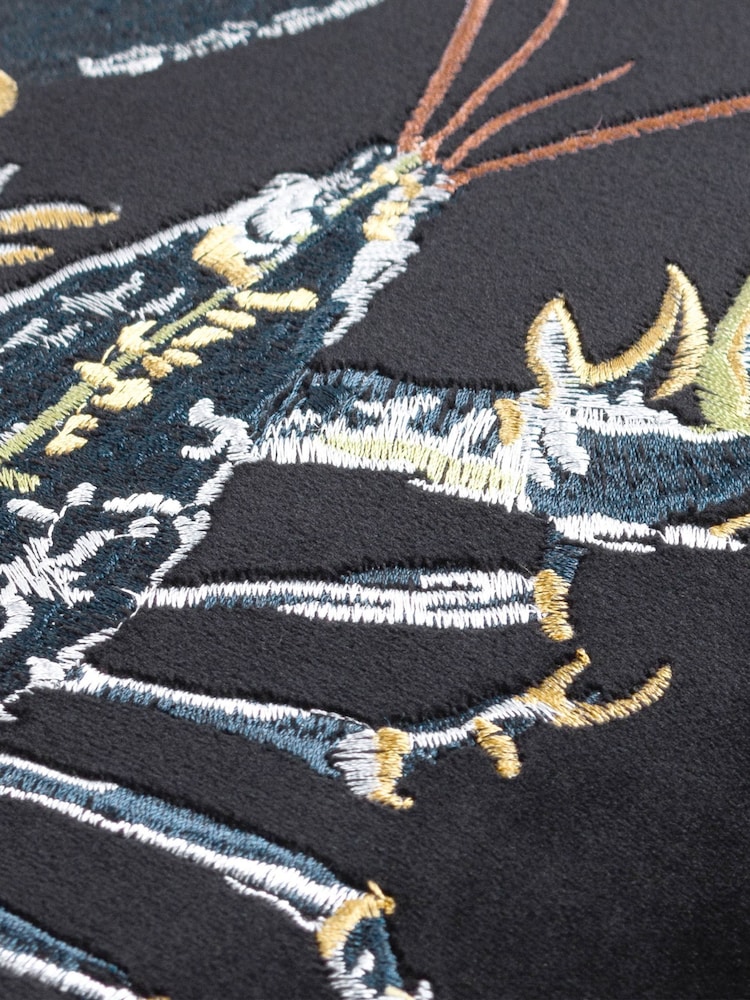 Paoletti Black Atlantica Velvet Polyester Filled Cushion - Image 6 of 6