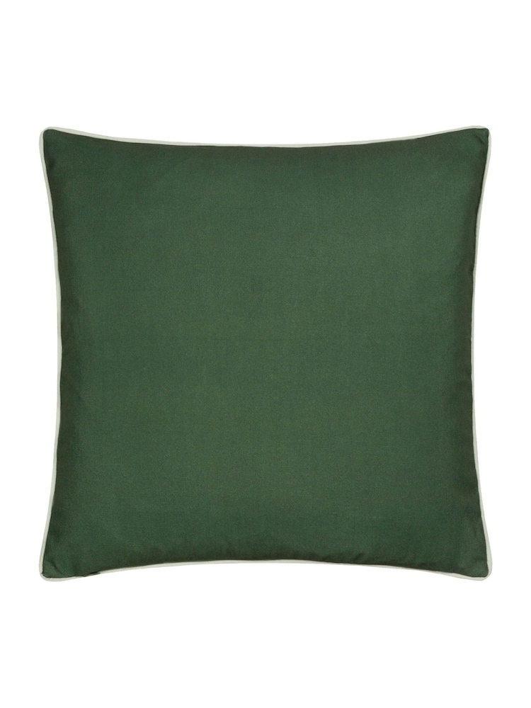Morris & Co. Forest Green Strawberry Thief Piped Outdoor Cushion - Image 2 of 4
