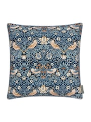 Morris & Co. Indigo Strawberry Thief Piped Outdoor Cushion - Image 1 of 4