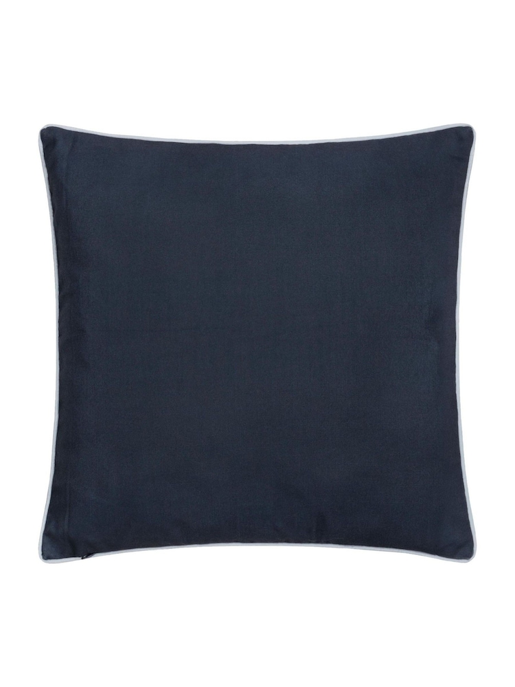 Morris & Co. Indigo Strawberry Thief Piped Outdoor Cushion - Image 2 of 4 Morris & Co. Indigo Strawberry Thief Piped Outdoor Cushion - Image 2 of 4