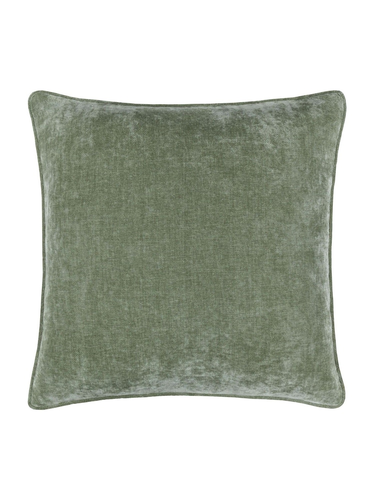 Yard Eucalpytus Heavy Chenille Velvet Reversible Piped Cushion - Image 1 of 3