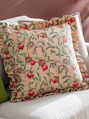 Wylder Tropics Peach Okara Elephant Printed Ruffle Cushion - Image 1 of 6