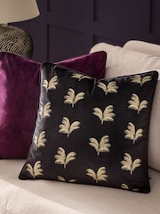 Paoletti Black Guilded Palms Polyester Filled Cushion - Image 1 of 6