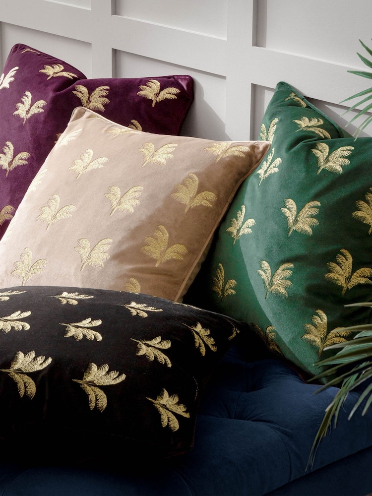 Paoletti Black Guilded Palms Polyester Filled Cushion - Image 6 of 6