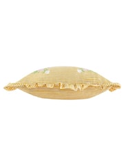 Wylder Yellow Martha Embroidered Ruffle Feather Rich Cushion - Image 5 of 6